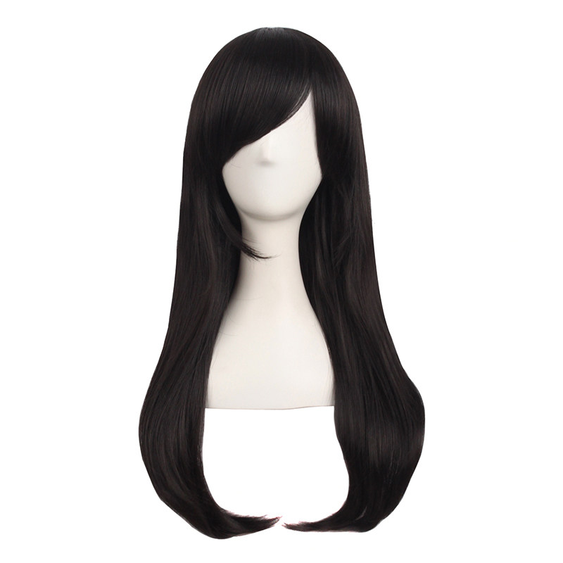 潼漫cos假发女长发60CM万用长直发微卷斜刘海自然纯黑色动漫假毛,淘宝优惠券,粉丝福利购,淘宝优惠卷