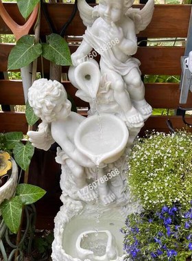 欧式喷泉天使雕塑户外庭院 装饰景观池别墅鱼池造景花园流水摆件