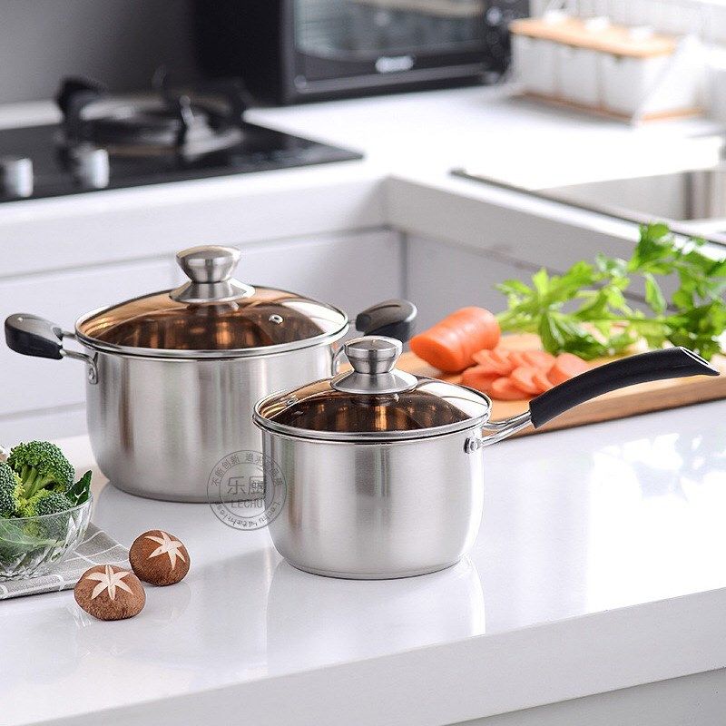不锈钢锅具套装加厚复合钢奶锅汤锅二件套装电磁炉实用礼品锅,淘宝优惠券,粉丝福利购,淘宝优惠卷
