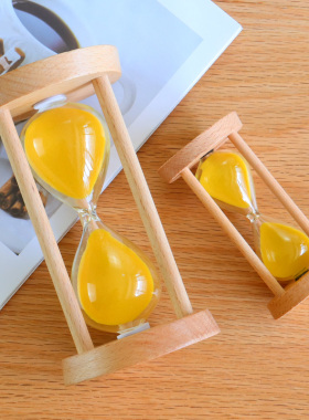 沙漏计时器漏斗儿童防摔3/5/10/30分钟半小时时间创意木质流沙瓶