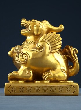 铜欣祥 黄铜貔貅摆件办公室客厅玄关柜台家居瑞兽装饰品开业礼品