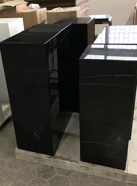 天然黑白根大理石底座摆件酒店商场销售中心工艺品雕塑台基座墩石