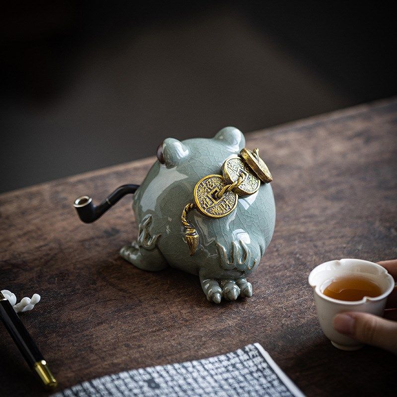 创意陶瓷三足哥窑金蟾茶宠可养蟾蜍家居招财摆件茶室茶桌桌面摆设,淘宝优惠券,粉丝福利购,淘宝优惠卷