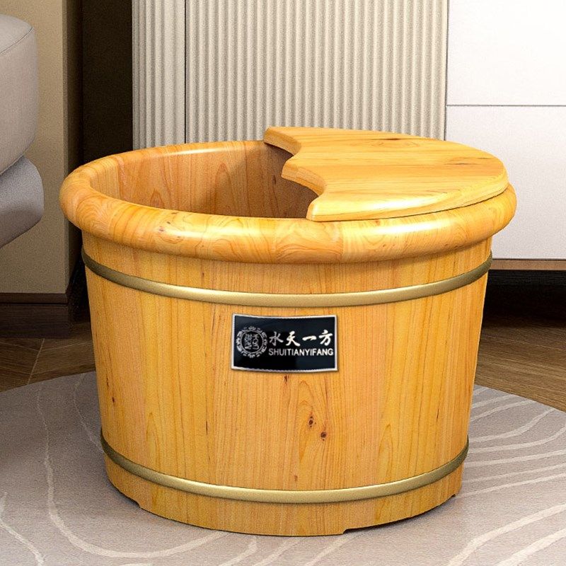 木质足浴桶泡脚桶木桶家用按摩洗脚桶冬天养生带盖实木洗脚盆木盆,淘宝优惠券,粉丝福利购,淘宝优惠卷