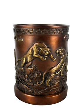 大仕缘 铜工艺品笔筒摆件商务送老师礼品 书房学习用品五虎笔筒