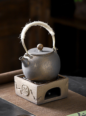 温茶炉家用蜡烛复古粗陶暖茶加热保温托盘煮茶具陶瓷泡喝茶 道配