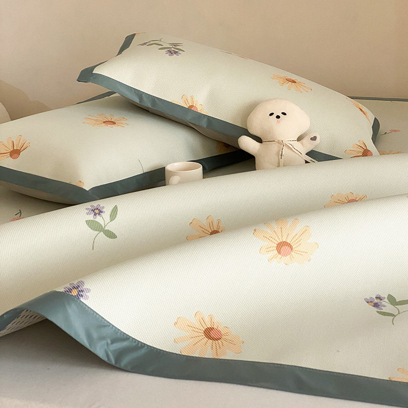 田园夏天冰丝席可水洗空调席床笠式凉席三件套1.5m1.8米A类冰藤席,淘宝优惠券,粉丝福利购,淘宝优惠卷