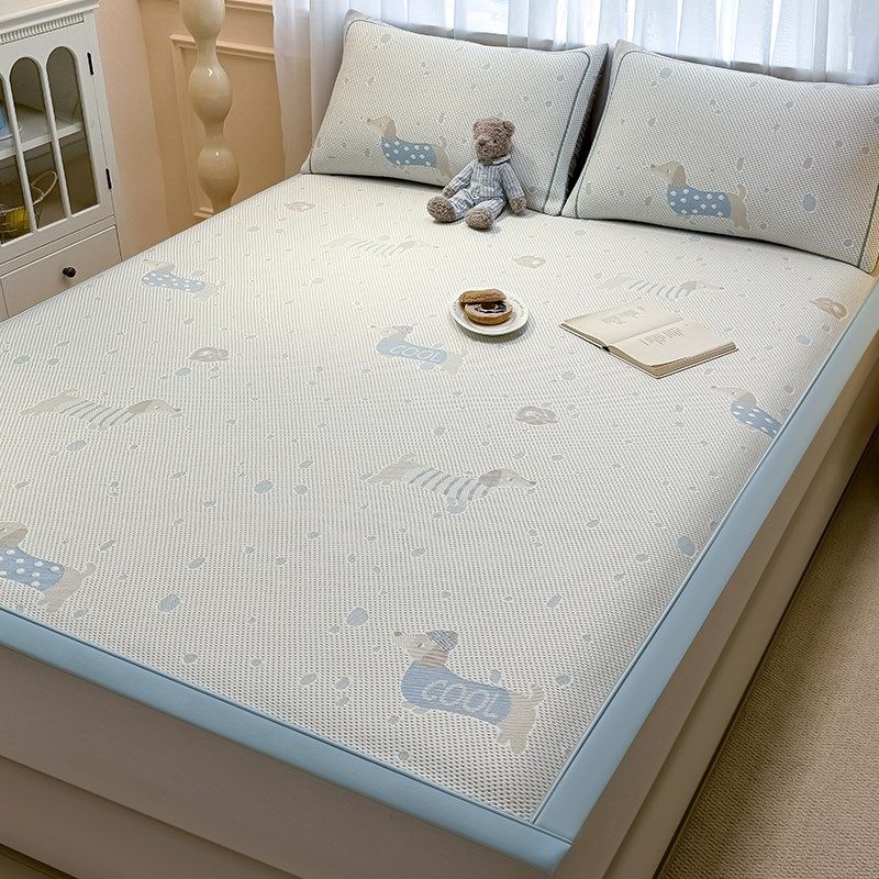 冰豆豆凉席夏天2025新款可机洗卡通儿童a类空调席子床笠款三件套,淘宝优惠券,粉丝福利购,淘宝优惠卷