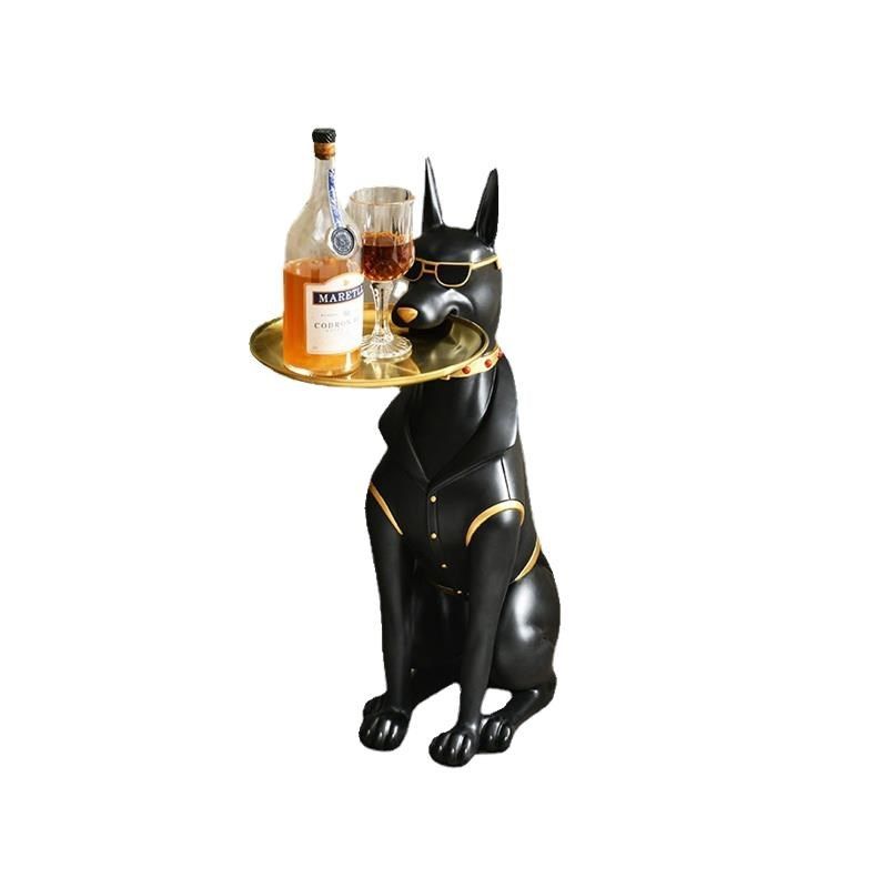 杜宾犬落地托盘狗摆件乔迁门店家居客厅电视柜沙发工艺品装饰送礼,淘宝优惠券,粉丝福利购,淘宝优惠卷