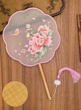 扇子团扇舞蹈专用古风汉服旗袍跳舞扇子苏州双面刺绣团扇女