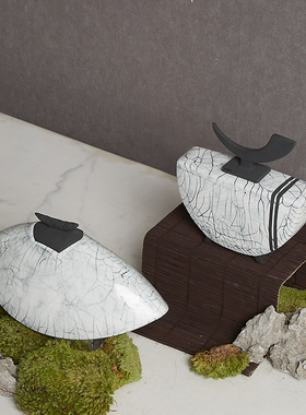 新中式陶瓷收纳盒带盖子储物罐摆件小号装饰罐文竹盆栽茶具托盘组