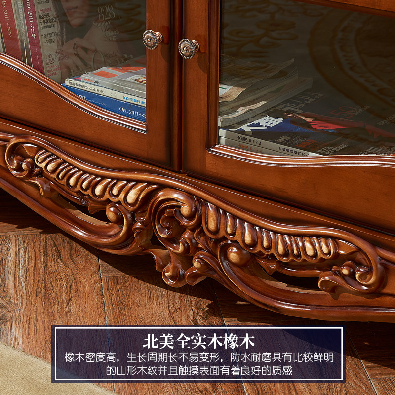 粤港欧式天然全实木电视柜客厅橡木电视柜组合家具法式雕花茶几,淘宝优惠券,粉丝福利购,淘宝优惠卷