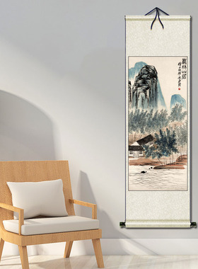 齐白石花鸟画虾图 水墨虾 花鸟画装饰画国画绢画菊花荷花挂画布画