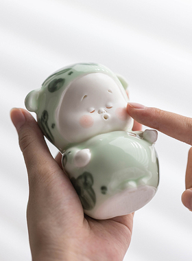 创意陶瓷小胖虎摆件生肖吉祥物可爱小猪客厅桌面玄关柜装饰品摆设