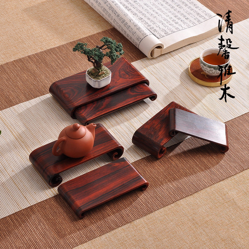 Rosewood mahogany books, strange stones, jade, antiques, study room, ink bed, miniature bonsai ornaments, base wooden bracket