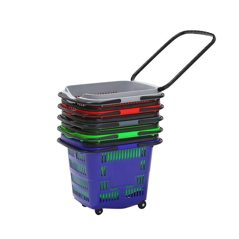 轮带手提篮便拉杆亿锦筐大号店购物利家用超市购物篮加厚塑料商场,淘宝优惠券,粉丝福利购,淘宝优惠卷