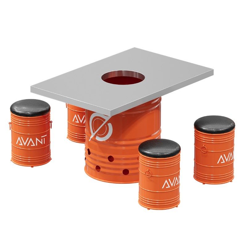 工业风不锈钢烤肉桌火锅桌韩式烧烤店餐饮店圆形复古油桶桌椅组合,淘宝优惠券,粉丝福利购,淘宝优惠卷