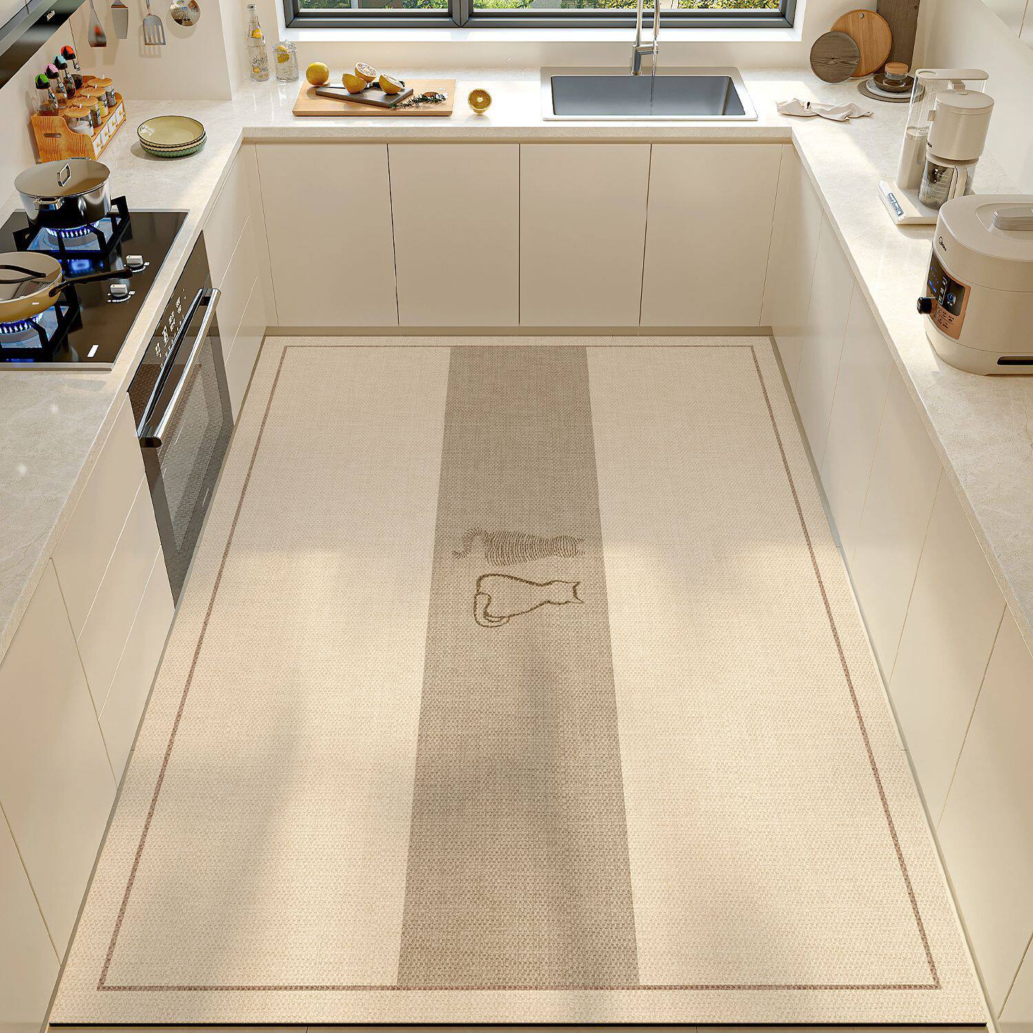 Kitchen and bathroom water-absorbing and oil-absorbing anti-slip diatom mud mat