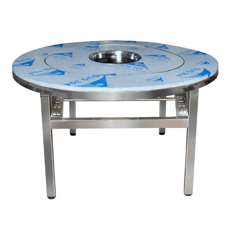 加厚304不锈钢内置转盘折叠桌大圆桌带转盘家用酒席饭店火锅桌,淘宝优惠券,粉丝福利购,淘宝优惠卷