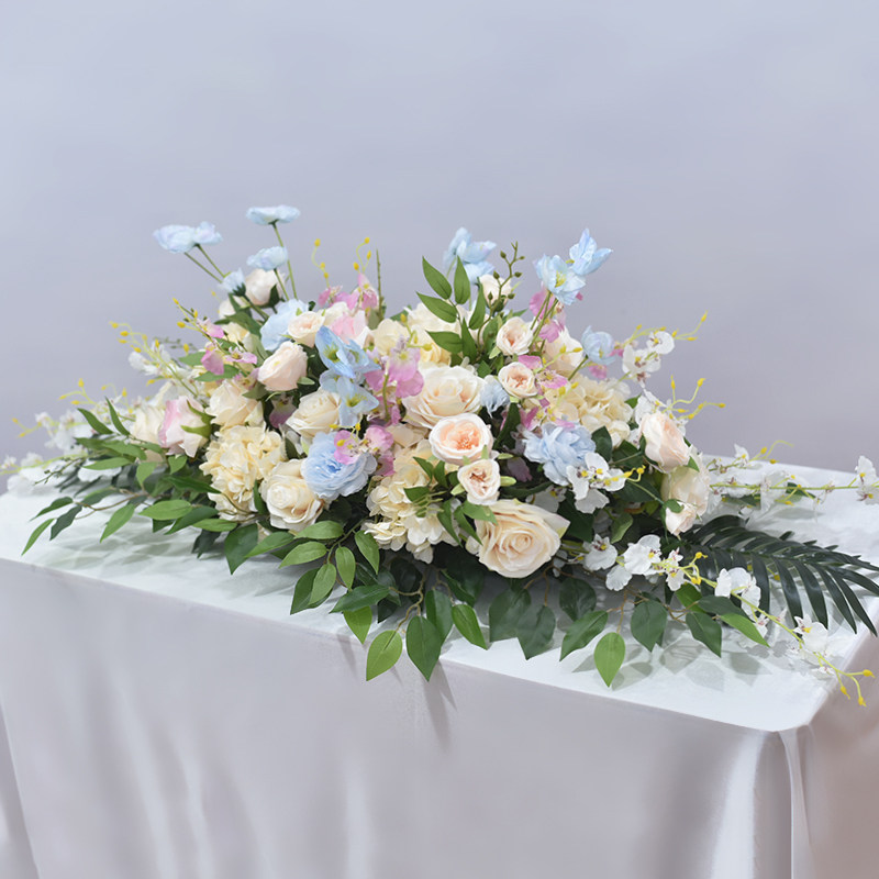 高档会议室长形桌花餐桌桌面装饰假花花艺酒店宴会布置仿真花道具,淘宝优惠券,粉丝福利购,淘宝优惠卷