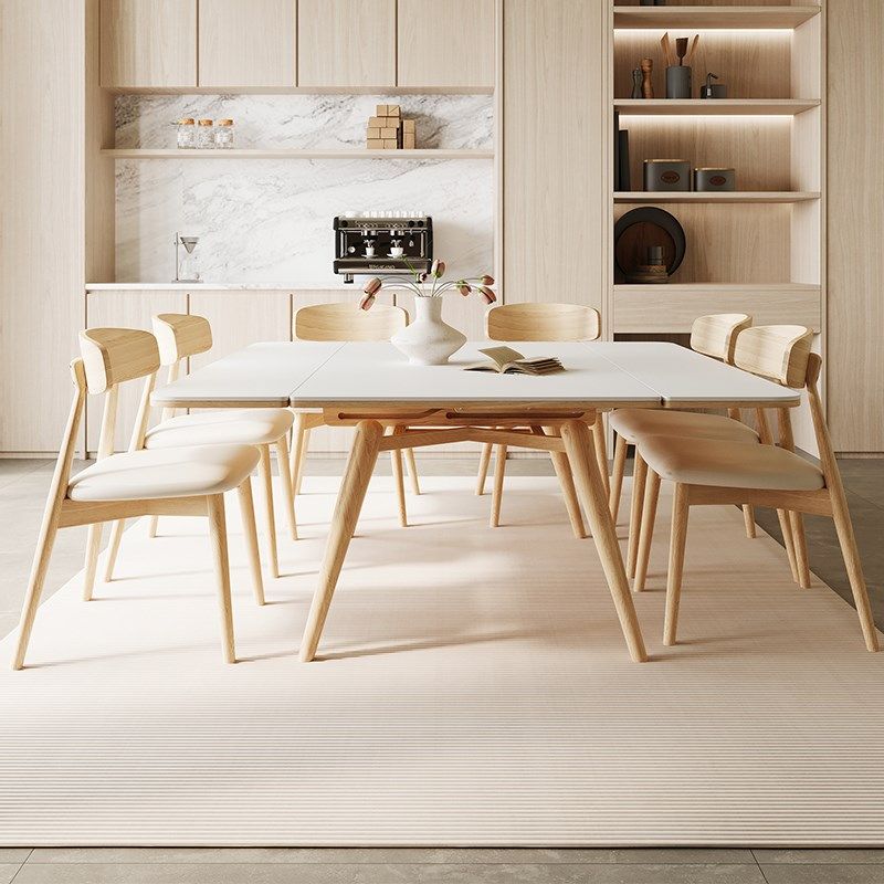 实木岩板餐桌椅组合2024新款简约亮光可变方桌两用长方形伸缩餐桌,淘宝优惠券,粉丝福利购,淘宝优惠卷