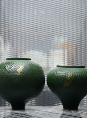 新中式创意红色陶瓷花瓶摆件客厅茶几餐边柜桌面插花花器软装饰品