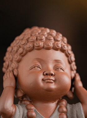 中式禅意紫砂工艺品四不小如来摆件家居客厅博古架茶室装饰品摆设