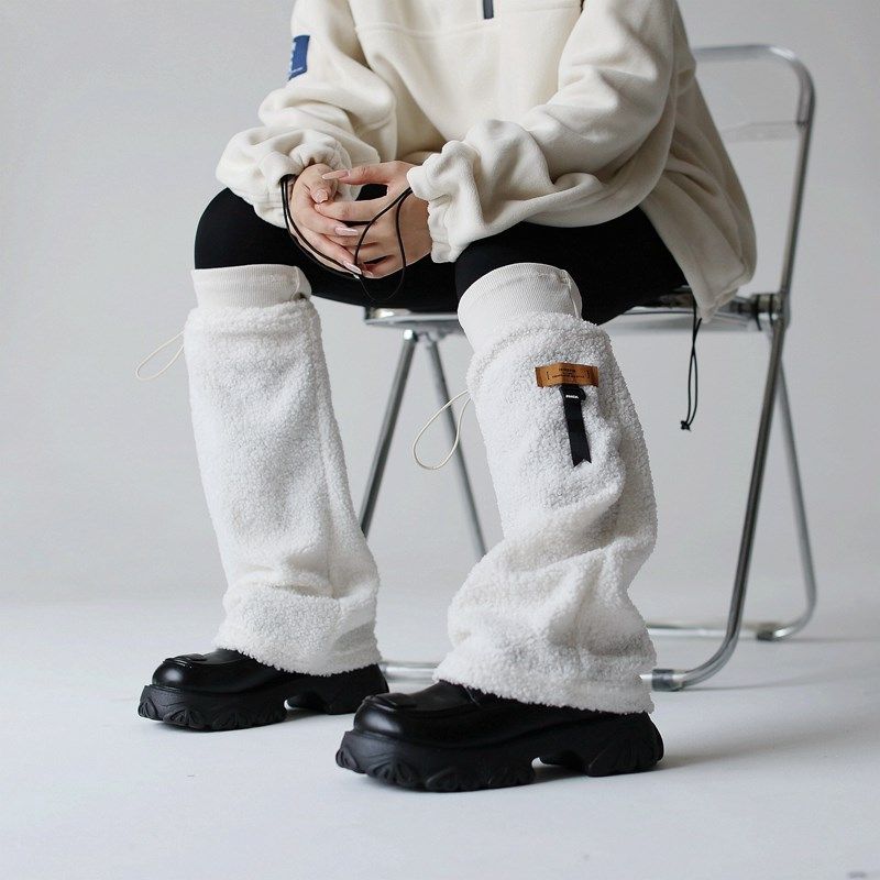 山系户外袜套可调节抽绳护膝叠穿小腿袜秋冬羊羔毛腿套机能喇叭口,淘宝优惠券,粉丝福利购,淘宝优惠卷