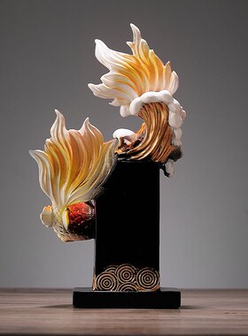 中式锦鲤鱼摆件客厅玄关桌面工艺品家居饰品餐边柜摆设创意软装饰