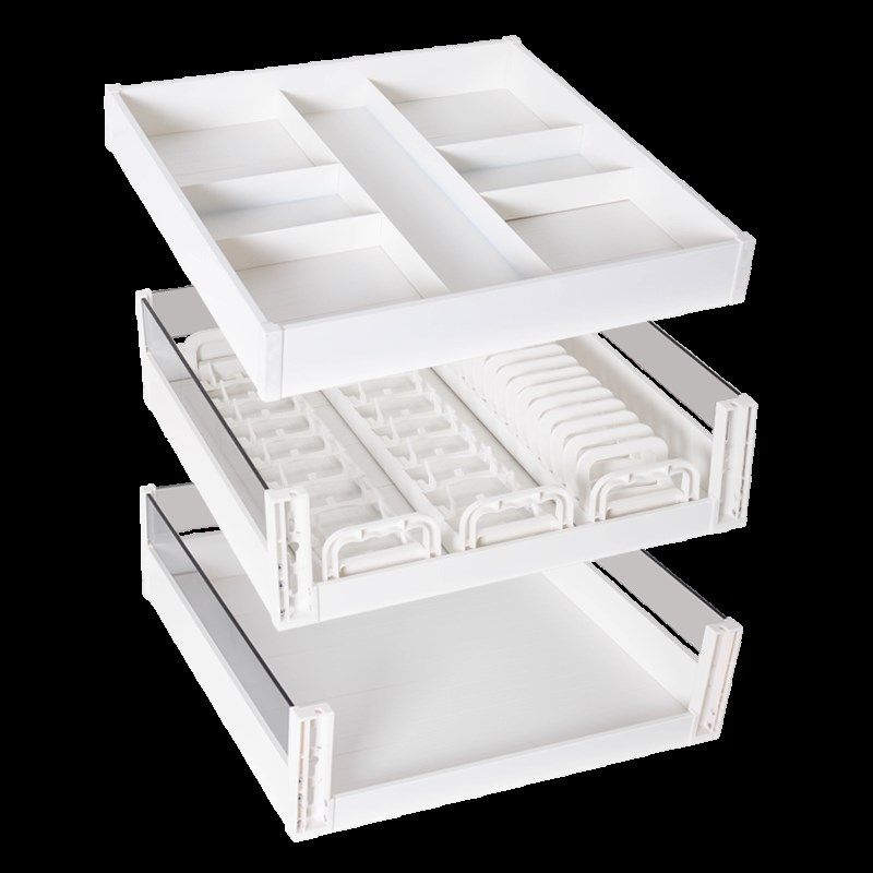 飞鸥厨房橱柜双层拉篮抽屉式浅柜碗碟篮厨柜碗盘收纳储物篮白色,淘宝优惠券,粉丝福利购,淘宝优惠卷