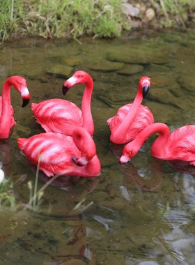 假山水池鱼塘造景摆件浮水仿真火烈鸟树脂工艺品花园庭院装饰摆设