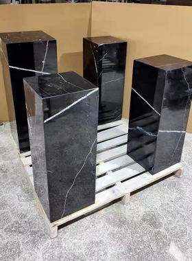 雕塑定制底座黑白根黑色大理石售楼部展示台商场石墩落地基座摆件