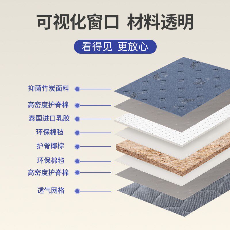10公分床垫子天然3e环保椰棕偏硬的纯乳胶儿童护脊腰家用厚可折叠,淘宝优惠券,粉丝福利购,淘宝优惠卷