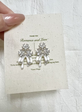 925银针花的嫁纱 手捧花蝴蝶结耳钉仙气丝带耳环耳饰E108
