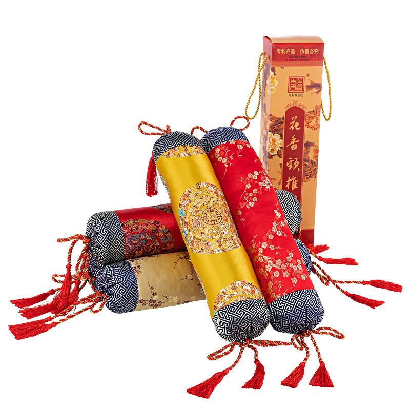 古色古香花草贡缎枕头颈椎枕头套圆枕护颈糖果枕圆形硬枕枕套荞麦,淘宝优惠券,粉丝福利购,淘宝优惠卷