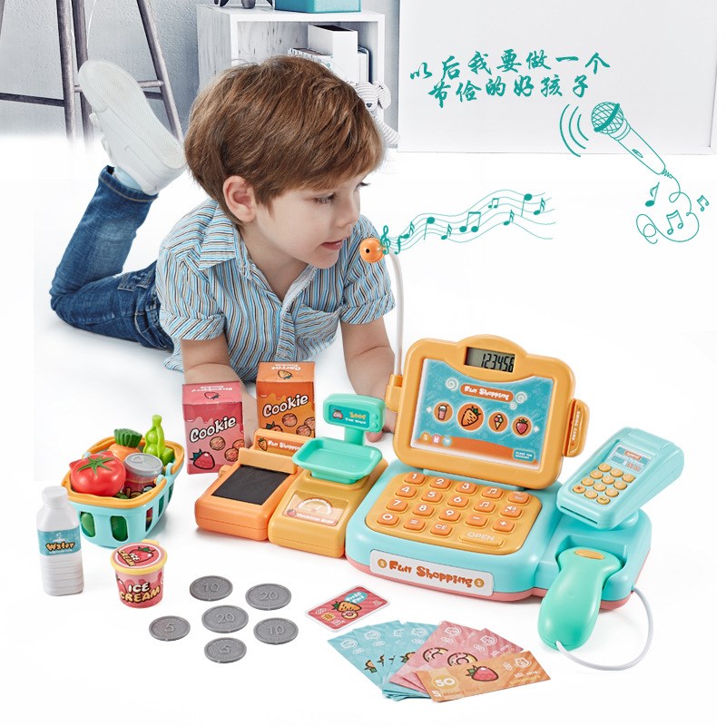Baby Valley children's simulation supermarket cash register set toy educational multi-functional cash register play house
