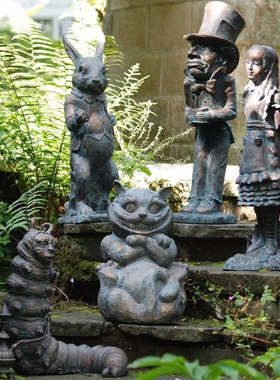 爱丽丝梦游仙境帽匠花园庭院树脂套装雕像摆件工艺品园林家居装饰