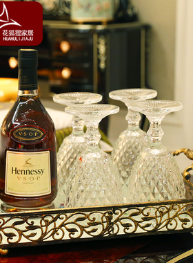 欧式茶具托盘长方形水果盆家居客厅创意放杯子铁艺果盘装饰品摆件