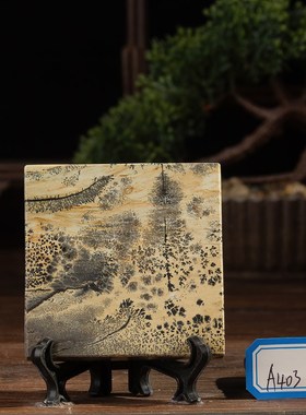 草花石国画石精品方形打蜡吊坠挂饰车饰平安牌小薄片A400-426