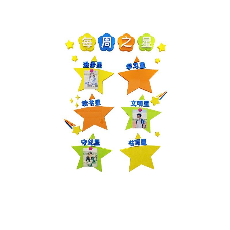 班级布置教室装饰品每周之星中小学辅导培训班激励志文化墙面贴纸,淘宝优惠券,粉丝福利购,淘宝优惠卷