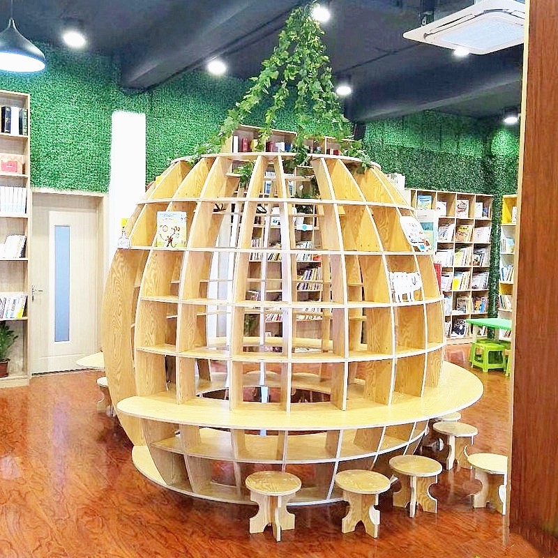 创意星球书架图书馆幼儿园圆形书柜阅读区大厅书柜书桌一体绕柱子,淘宝优惠券,粉丝福利购,淘宝优惠卷