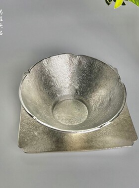 锡雕侠侣手工纯锡茶盏套