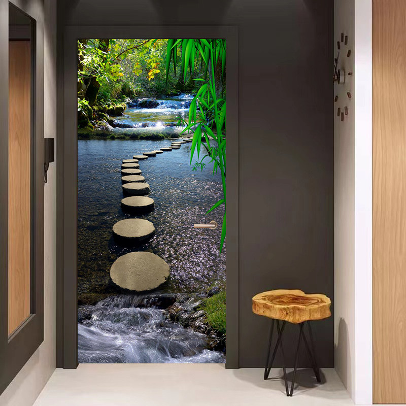 门贴画装饰房间卫生间推拉门上墙纸自粘玄关风景防水遮丑贴纸整张,淘宝优惠券,粉丝福利购,淘宝优惠卷