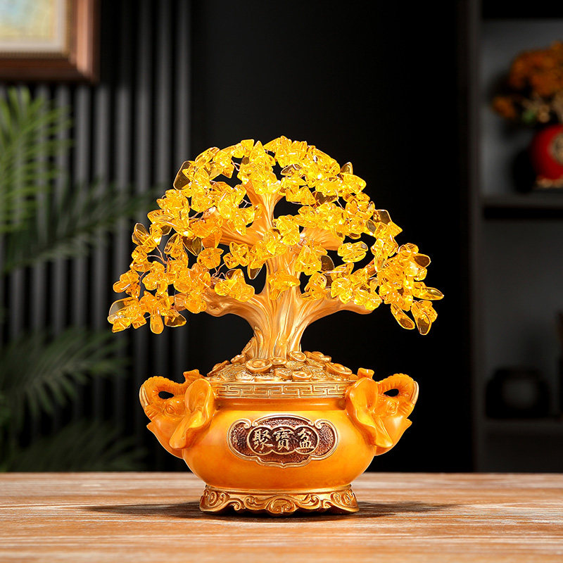 创意新中式发财树摆件招财树工艺品聚宝盆酒柜电视柜玄关装饰客厅,淘宝优惠券,粉丝福利购,淘宝优惠卷
