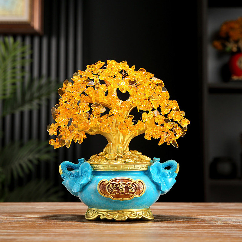 创意新中式发财树摆件招财树工艺品聚宝盆酒柜电视柜玄关装饰客厅,淘宝优惠券,粉丝福利购,淘宝优惠卷