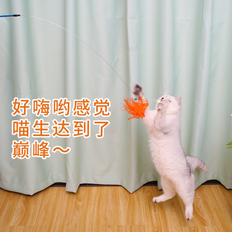 猫咪玩具逗猫棒自嗨毛线长杆钢丝带铃铛小幼猫逗猫神器耐啃咬用品,淘宝优惠券,粉丝福利购,淘宝优惠卷