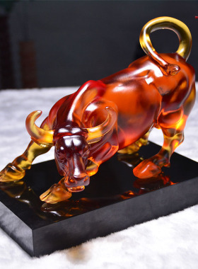 琉璃斗牛公司开业贺礼上市礼品定制刻字炒股牛办公室华尔街牛摆件