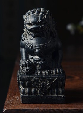 仿古中国风禅意狮子摆件装饰软装鱼缸造景案头茶几摆件招财