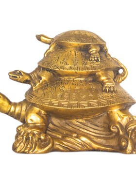 纯黄铜三代龟摆件母子龟长寿乌龟家居办公装饰工艺品过大寿送礼品