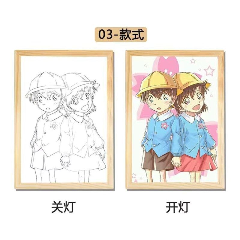 名侦探柯南灯光画工藤新一小兰基德装饰小夜灯摆件卧室床头电视柜,淘宝优惠券,粉丝福利购,淘宝优惠卷